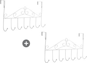 Fleau Türgarderobe 2x - Wandgarderobe - 7 Haken zum Aufhängen - Garderobe zum Aufhängen - Türorganizer - Weiß