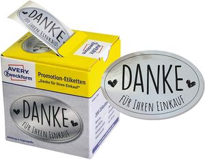 AVERY Zweckform Promotion-Etiketten "Danke" silber 200 Etiketten