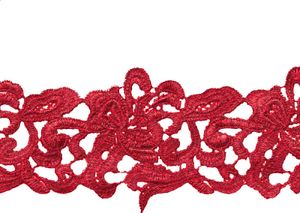 1m / Meterware Spitzenborte Bestickte Spitze Spitzenband 75mm, Farbwahl, Farbe:rot