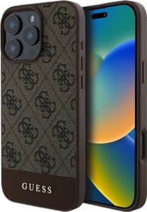 Pouzdro Guess 4G Stripe Logo iPhone 16 Pro Max hnědé