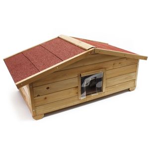 Velký kočičí domek Wiltec 99 x 52 x 42 cm ze dřeva, kočičí bouda na zahradu nebo terasu, izolovaný box na stelivo odolný proti povětrnostním vlivům, kočičí jeskyně