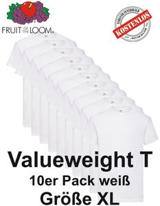 10er Pack Fruit of the Loom Valueweight T Shirt weiß S M L XL 2XL 3XL XL