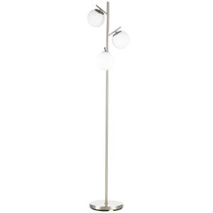 HOMCOM Stehleuchte, Stehlampe, 40 W Standlampe mit 3 E27 Fassungen, Standleuchte mit 3 Lampenschirmen aus Glas, Höhe 169 cm, Metall, exkl. Glühbirne