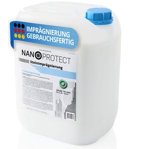 Nanoprotect Steinimprägnierung | Vorbeugend gegen Grünbelag und Einschmutzung | Ideal für Pflastersteine, Beton und Fassaden | 10 L für ca. 80 – 120 m²