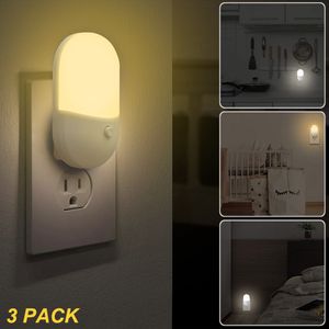 3 Stücke LED Nachtlicht Steckdose Nachtlampe Steckdosenlicht für Baby Kinder Schlafzimmer, Weiß und Warmweiß