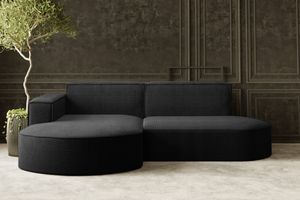 Kaiser Möbel Ecksofa Designer MODENA STUDIO stoff Dicker cord Poso Schwarz Links