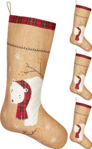 BRUBAKER 52 cm Weihnachtsstrumpf zum Befüllen und Aufhängen - Eisbär mit Schal - großer Nikolausstrumpf, 4 Stück BRUBAKER 52 cm Weihnachtsstrumpf zum Befüllen und Aufhängen - Eisbär mit Schal - großer Nikolausstrumpf, 4 Stück