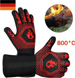 2x Grillhandschuhe Feuerfest 800°C Schutzhandschuhe Ofenhandschuhe Hitzebeständig