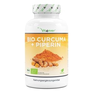 Curcuma - 365 vegane Kapseln - 4560 mg Kurkuma + schwarzer Pfeffer)