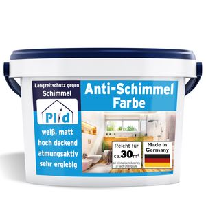 PLID® Anti Schimmelfarbe Innen Weiß für alle Wände [DAUERHAFTER SCHUTZ] - Antischimmelfarbe für feuchte Räume, Bad & Küche -  Germany
