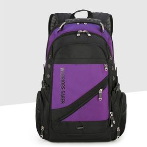 Herren Verstellbare Riemen-Rucksack-Schule Reißverschluss Daypack Wasserdichte Multi-Taschen Rucksack, Farbe: Violett, Größe: 17 Zoll