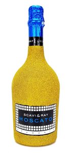 Scavi & Ray Moscato Spumante 0,75l (7,5% Vol) - Bling Bling Glitzer Glitzerflasche Flaschenveredelung für besondere Anlässe - Gold -[Enthält Sulfite]