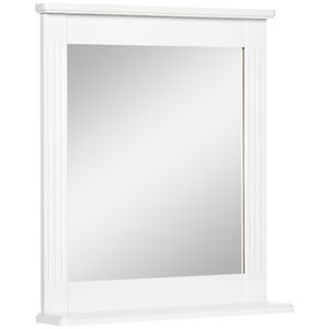 kleankin Badspiegel mit Ablage Badezimmerspiegel Wandspiegel Modernes Design platzsparend Weiß 55 x 12 x 64 cm