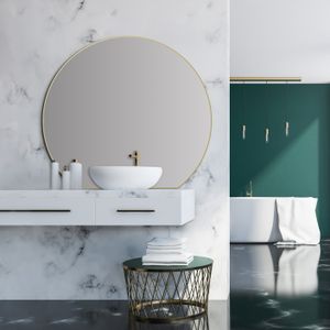 Talos Picasso Spiegel gold Ø 100 cm - mit hochwertigem Aluminiumrahmen für stilvolles Ambiente - Perfekter Badezimmerspiegel Rund, der Eleganz und Funktionalität vereint