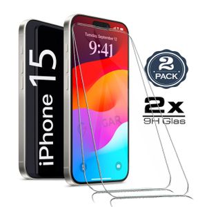 2X Für iPhone 15 ( 6.1" ) - Panzerglas Glasfolie Display Schutz Folie Glas 9H Hart Echt Glas Displayschutzfolie 2 Stück