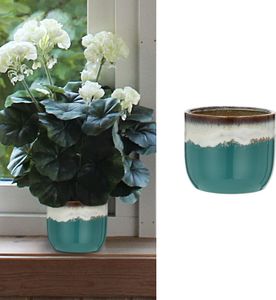 Pflanztopf Steinzeug türkis 14x13,5cm Übertopf Blumentopf Topf Steintopf
