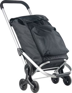 Einkaufstrolley / Treppensteiger bis 25kg klappbarem Sitz und kleiner Kühltasche schwarz