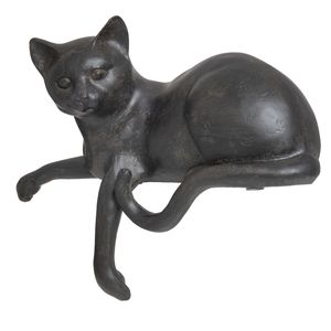 Dekofigur Figur Katze Kater liegend Kantenhocker Polyresin Antik Stil H 20 cm
