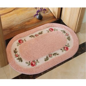 Chic Rose Flowers Oval geformte Badematte Bodenmatte für Heimteppich, Polyester, Pink,  50 × 80cm