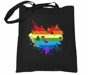 Baumwolltaschen Stofftasche Herz LGBT 38x42cm 220g Stoffbeutel Öko farbenfrohe