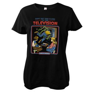 Don't Sit Too Close To The Television Girly Tee - Large - Black