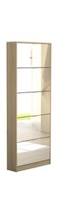 Schuhschrank mit fünf Türen mit Spiegel, Eichenfarbe, 71 x 181 x 20 cm