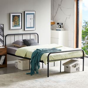 H.J WeDoo Rám postele s dvojlůžkem Kovový rám postele pro matraci 140 x 200 cm Rám postele s roštem Postel pro mládež Postel pro hosty černá