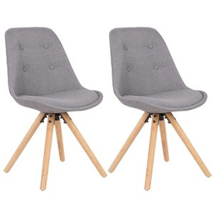 WOLTU 2er-Set Esszimmerstühle Esszimmerstuhl, Sitzfläche aus Leinen, Design Stuhl, Küchenstuhl, Holzgestell, Grau