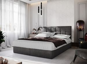 Boxspringová posteľ s úložným priestorom PURAM - 200x200, tmavo šedá