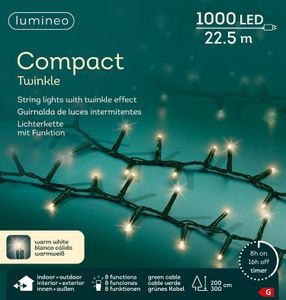 Lichterkette Compact Twinkle 1000 LED 22,5m warm weiß, grünes Kabel