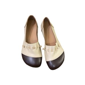 Damen Ballerinas Kleidschuhe Square Toe Flache Schuhe Leichte Flachschuhe Retro  Weiß,Größe:EU 37