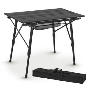Juskys Campingtisch Picco - Aluminium Tisch 90 x 52 cm leicht, klappbar, höhenverstellbar - Camping, Garten - Outdoor Klapptisch - Gartentisch Schwarz