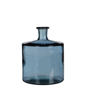 Mica Decorations Guan Glasflasche - H26 x Ø21 cm - Recyceltes Glas - Blau