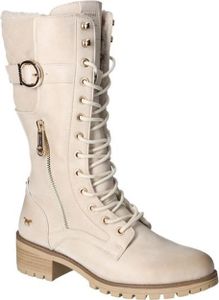 Mustang Damen Stiefel Langschaft Warmfutter goldfarbene Schnalle 1435-602, Größe:40 EU, Farbe:Weiß
