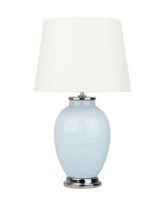 BELIANI Tischlampe Blau Keramik 56 cm Stoffschirm Weiß Empire Vasenform Kabel mit Schalter Retro-Stil