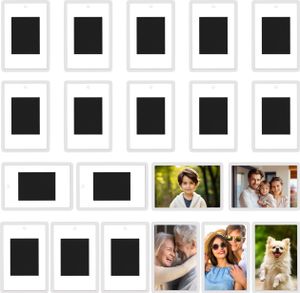 Kurtzy 20er Pack Mini Polaroid Bilderrahmen magnetisch - 20x Fotomagnete selbst gestalten - Magnet Bilderrahmen für Passfoto 7 x 4,5 cm -