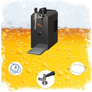 Komplett Set - Zapfanlage, Bierzapfanlage JET 30K Bierkoffer mit Luftpumpe Durchlaufkühler 1-leitig Trockenkühler, bis zu 35 Liter/h, Zapfkopf:NC Adapter