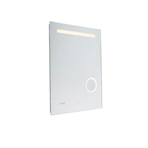 QAZQA - Modern Bad I Badezimmerspiegel 60x80 cm inkl. LED mit Touch Dimmer und Uhr - Miral Touch-funktion Dimmer I Dimmbar - Glas Rechteckig - I (nicht austauschbare) LED