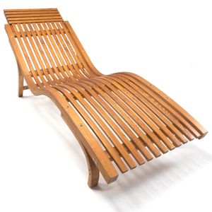 Ampel 24 Sonnenliege Cannes aus wetterfestem Holz, ergonomisch geschwungen, Relaxliege mit veränderbarer Liegeposition