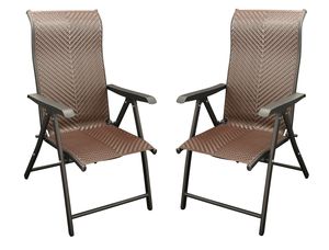 DEGAMO Klappsessel ANTIBES Hochlehner Metall + Polyrattan braun klappbar 2 Stck.
