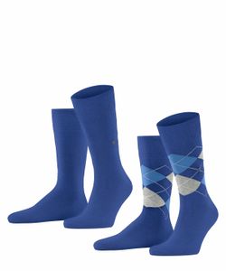 Burlington Herren Socken Everyday 2er Pack - Rautenmuster, Uni, Onesize, 40-46 Blau (Night Blue)