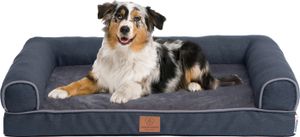 Ortopedický pelíšek pro psy Premium s vaječnou pěnou, pohovka pro psy, polštář pro psy, pratelný, nadýchaný, snímatelný potah, pratelný, 89 x 63 x 17 cm, tmavě šedý (XL)