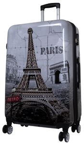 Hartschalen Reise Koffer Trolley mit Dehnfalte Motiv Paris Eiffelturm - Gr. XL