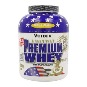 Weider Premium Whey Protein 2300 g jahoda-vanilka / Syrovátkové whey proteiny / Lahodný syrovátkový protein prémiové kvality obohacený o L-glutamin a vitamin B6