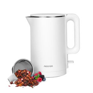 Noaton K2W Essential, rychlovarná konvice, objem 1,7, dvojitá stěna, nerezová ocel, 1500 W, tichá, 360° základna, bez BPA, bílá