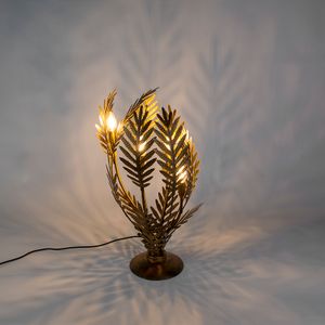 QAZQA - Retro Vintage Tischleuchte I Tischlampe I Lampe I Leuchte groß Gold I Messing- Botanica I Wohnzimmer I Schlafzimmer - Stahl Organisch - LED geeignet E14