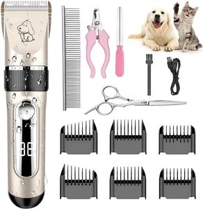 Tierhaarschneidemaschine, Haarschneider für Haustiere, Hundeschermaschine Schermaschine Schermaschine USB für Hunde, mit LCD-Display
