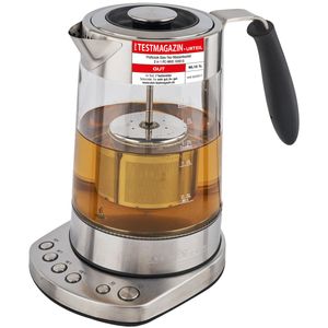 Proficook PC-WKS 1020 G Schnurloser Wasserkocher, Glasgehäuse, 1,7 l Füllmenge, 3000 Watt, 360 Grad Sockel, Akustiksignal, Trockengehschutz, Kalkfilter, Teekocherfunktion, Warmhaltefunktion