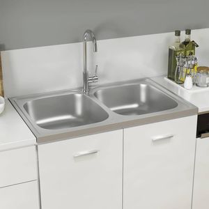 vidaXL Dvojdřez stříbrný 800x500x155 mm nerezová ocel