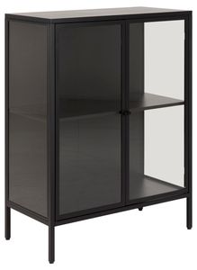 Newcastle Vitrinenschrank H99 mit 2 Glastüren, schwarz.